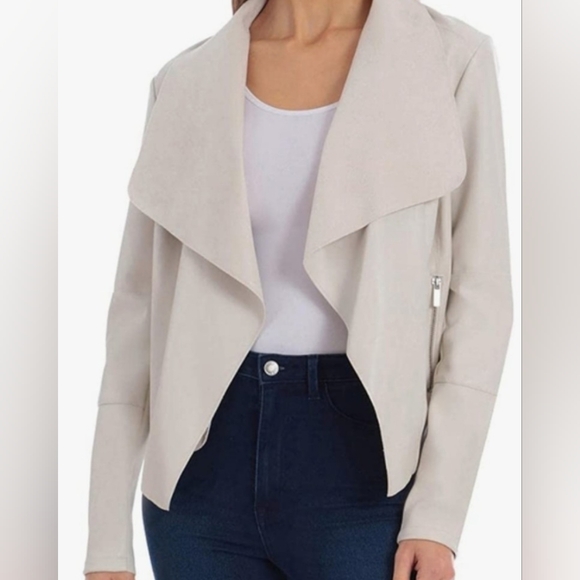 Bagatelle Collection Women's Cream Drape Moto Blazer. XXL - Picture 1 of 13